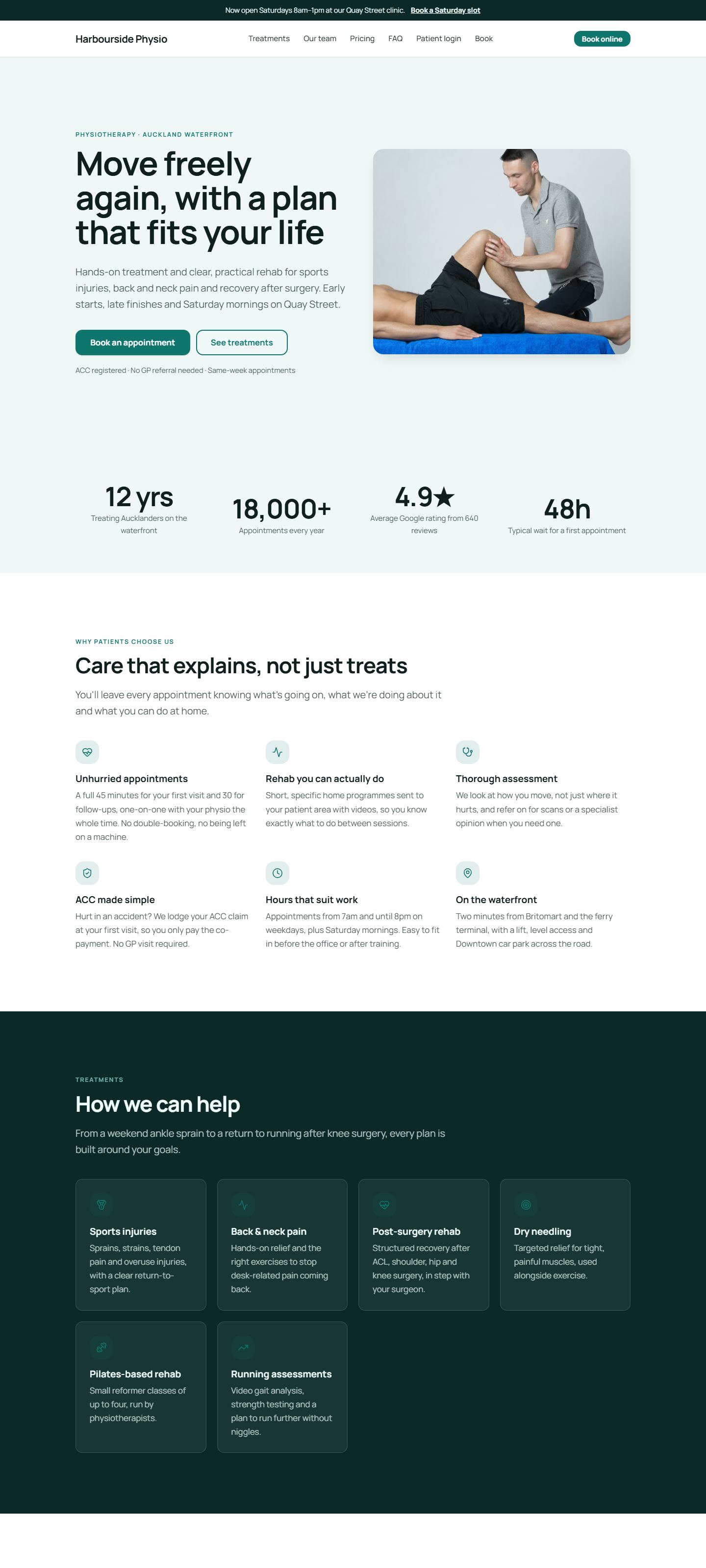 Harbourside Physio, an example clinic website